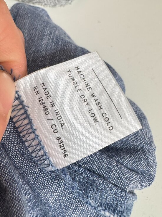 PACT 100% Organic Cotton Blue Chambray Drawstring Crop Pants Size Medium - Picture 10 of 10